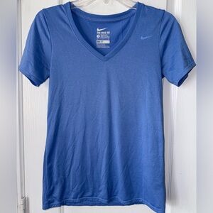 Nike Dri-FIT Athletic Blue V-Neck Workout Top Size S